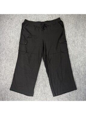 Torrid Pants Black 3R Pull On Wide Leg Stretch Challis Cargo Gorpcore